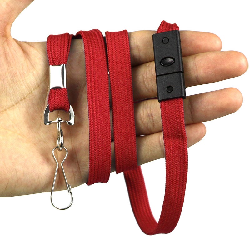 Ollain Premium Breakaway Lanyards with J-Hook - Flat Lanyards for ID Badges - Bulk Pack of 50 (Red) - Image 4